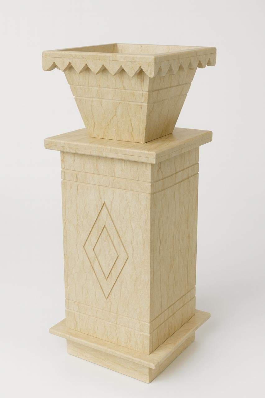 Beige Marble Tulsi Pot - product image